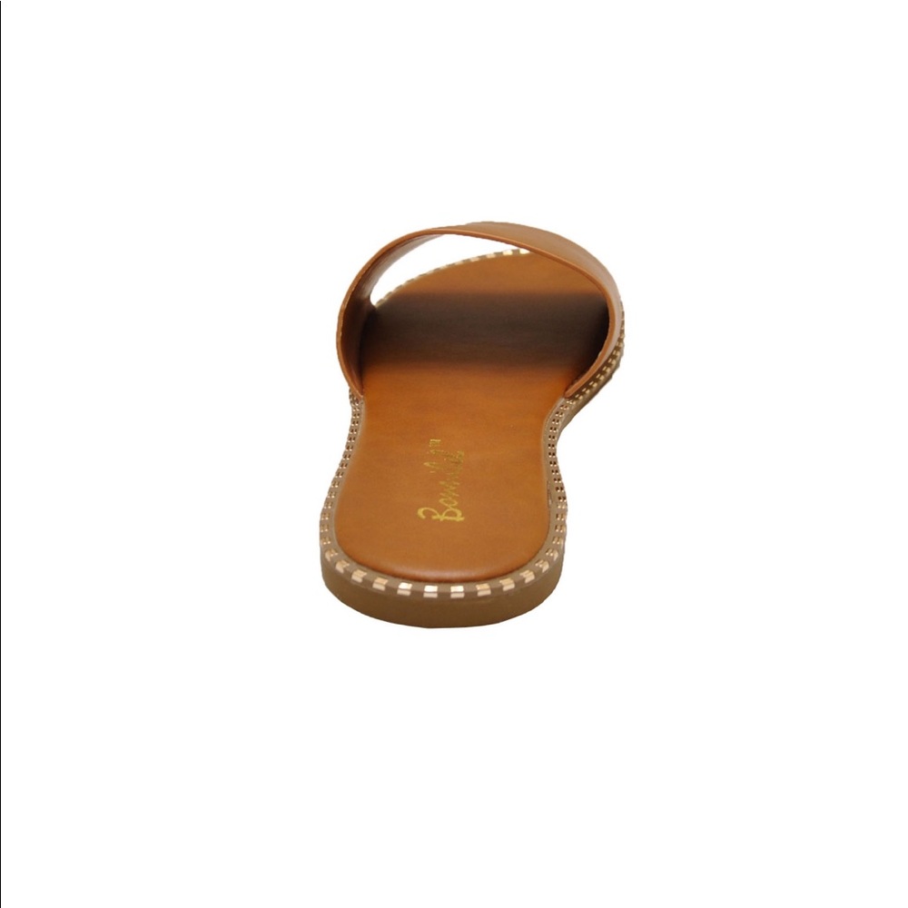 Single Band Gold Trim Sandals in Tan - Picture 8 of 8